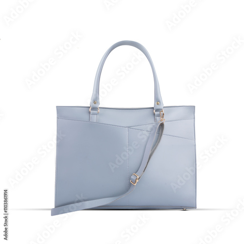 Light grey bag for women. Made of genuine grained leather