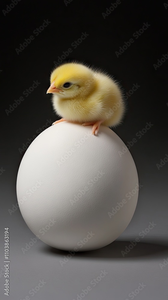 A fluffy yellow chick stands beside a broken eggshell on a rustic wooden surface. The warm atmosphere adds to the charm of this moment in nature's cycle of life A fluffy yellow chick stands beside a broken eggshell on a rustic wooden surface. The warm atmosphere adds to the charm of this moment in nature's cycle of life