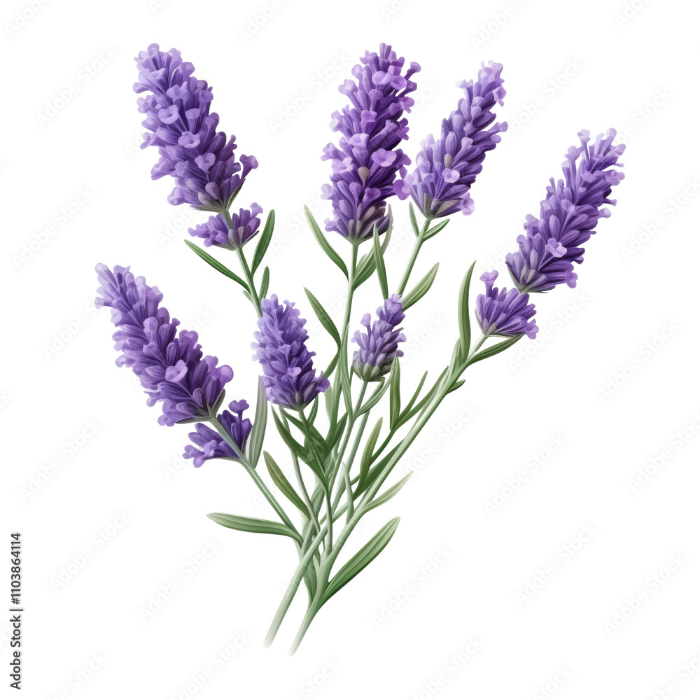 bunch of lavender isolated on transparent background cutout