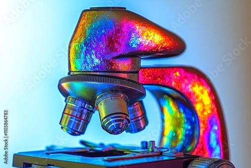 Abstract polarized light microscopy of crystallized substances , isolated on white background,  , copy space, copy space for text,