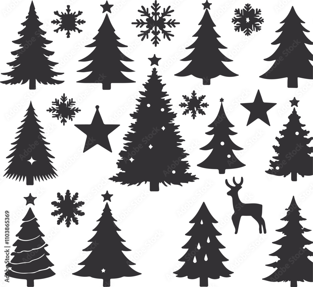 Obraz premium christmas trees set