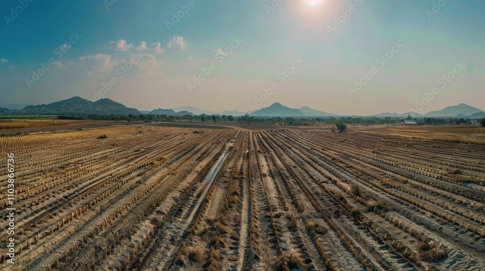 Fototapeta premium Harvest's End: Golden Fields Under the Sun