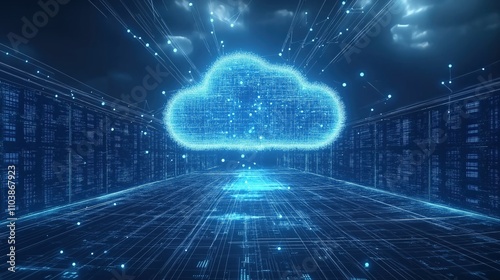 A blue cloud with a lot of dots in it