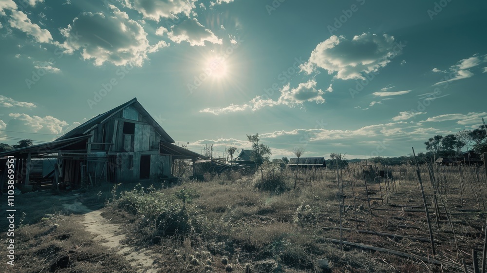 Desolate Farmhouse Under a Bleak Sky Desolate Farmhouse Under a Bleak Sky