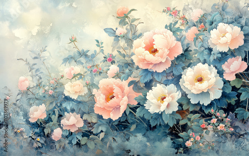 Wallpaper Mural Retro style floral texture art background Torontodigital.ca