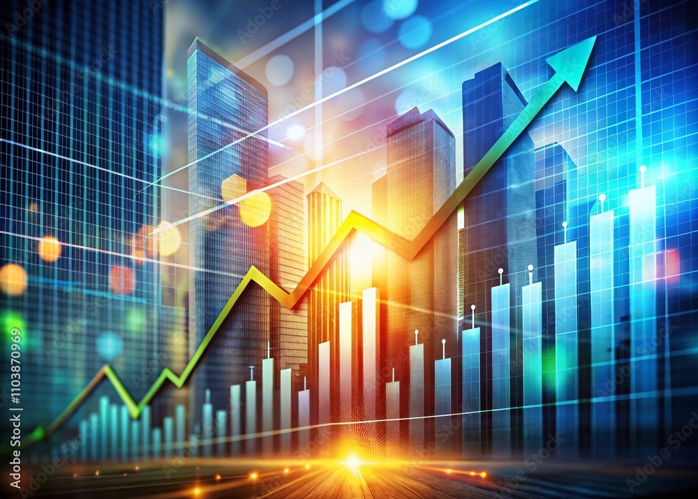 Surreal Business Financial Chart with Ascending Arrow Graph Representing Stock Market Investment Data and Analysis for Future Financial Growth and Success Surreal Business Financial Chart with Ascending Arrow Graph Representing Stock Market Investment Data and Analysis for Future Financial Growth and Success