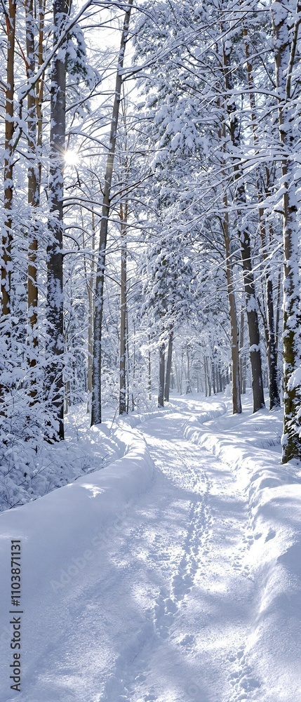 Chilled pathway in the middle of a snowy forest, white, pathway, middle, chilled Chilled pathway in the middle of a snowy forest, white, pathway, middle, chilled