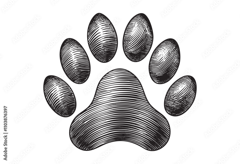 Fototapeta premium animal footprint sketch hand dawn drawing vector illustration