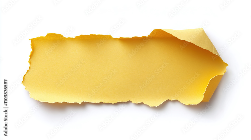 piece of yellow paper tear isolated on white background piece of yellow paper tear isolated on white background