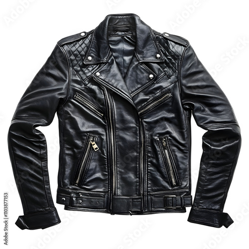Black leather jacket view for man
