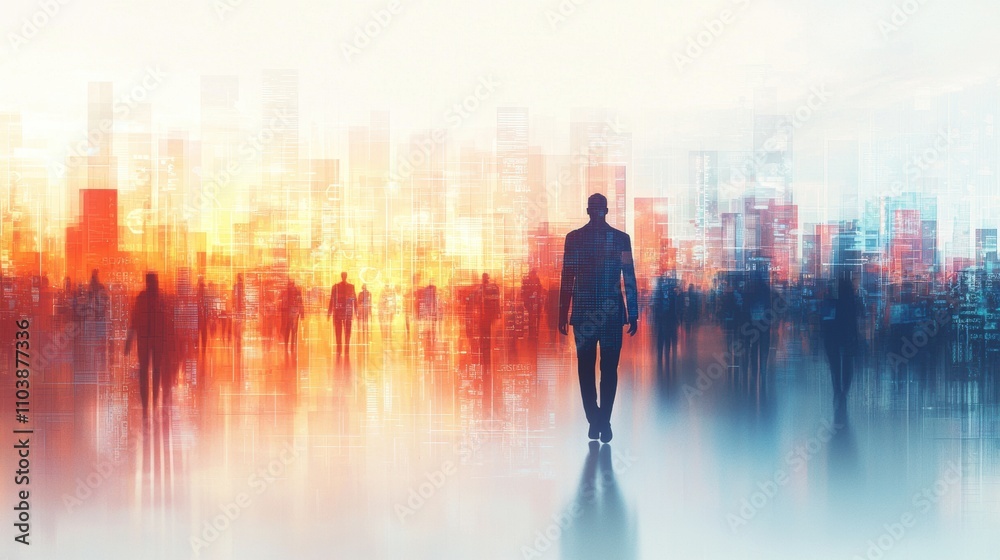 Futuristic Marketplace Scene with Holographic Elements and Bustling City Background Futuristic Marketplace Scene with Holographic Elements and Bustling City Background