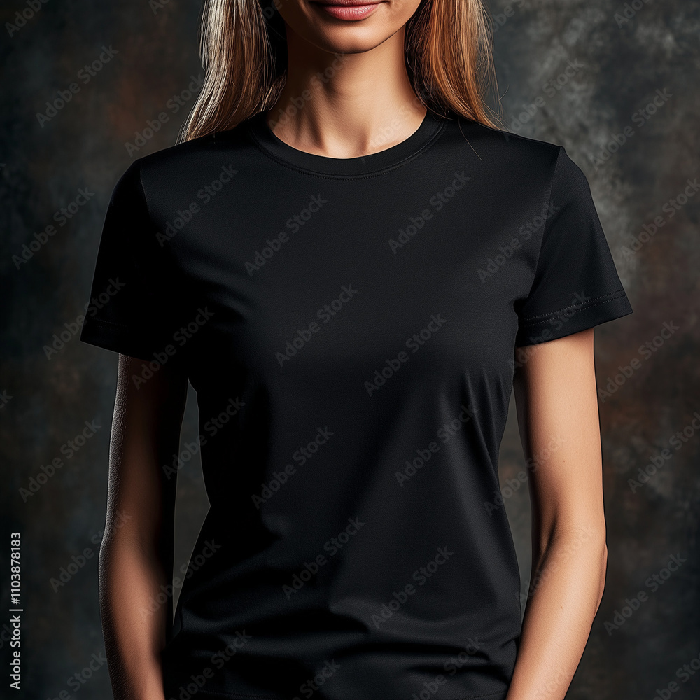 Black Women's T-Shirt mockup Minimal Design Black Women's T-Shirt mockup Minimal Design
