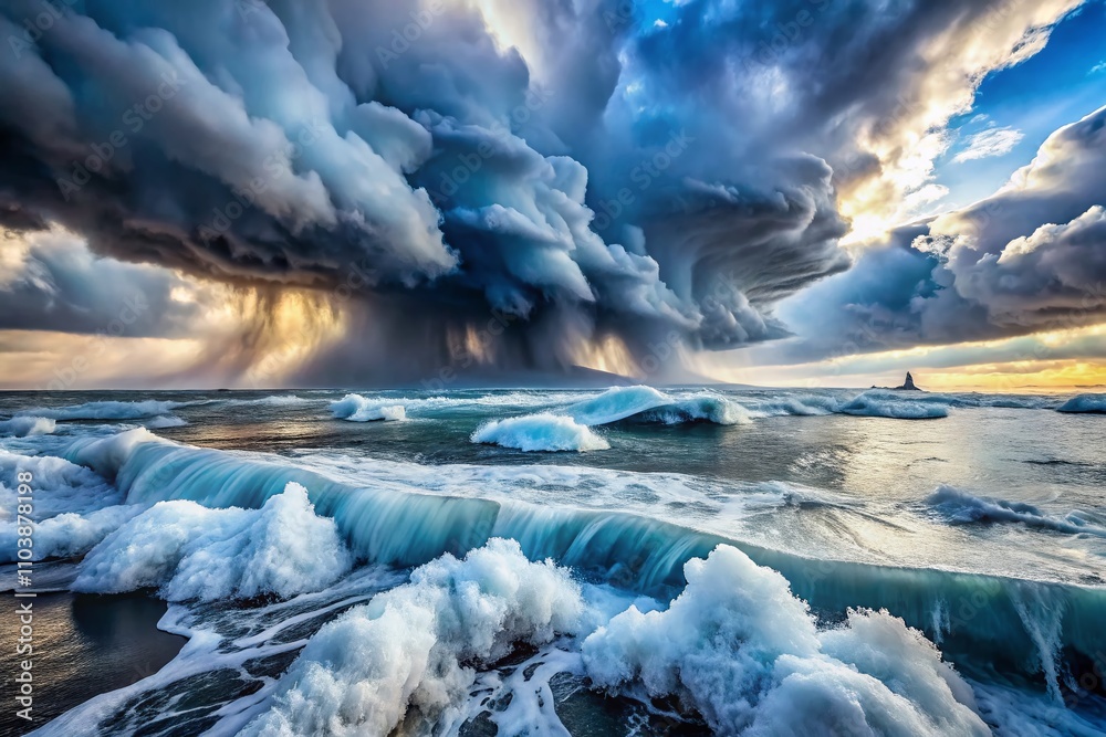 Surreal Hailstorm: Nature's Fury Unleashed with Strong Winds and Sea Storms Creating a Chaotic Atmosphere of Ice and Water Intertwined in a Dreamlike Landscape Surreal Hailstorm: Nature's Fury Unleashed with Strong Winds and Sea Storms Creating a Chaotic Atmosphere of Ice and Water Intertwined in a Dreamlike Landscape