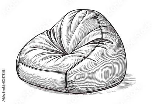 bean bag chair sketch hand dawn drawing vector illustration