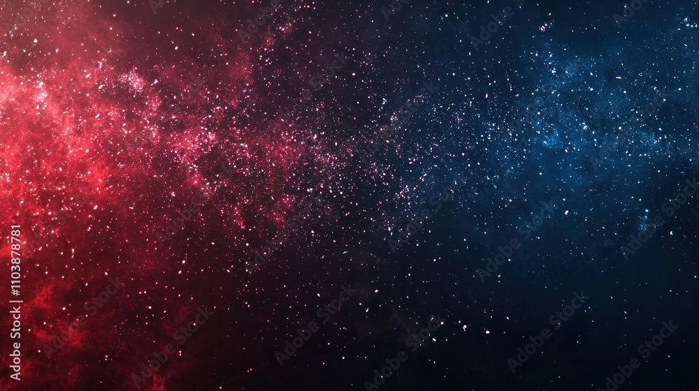 Naklejka premium Patriotic fireworks background with red, white, and blue fireworks over a dark sky, perfect for Independence Day themes.