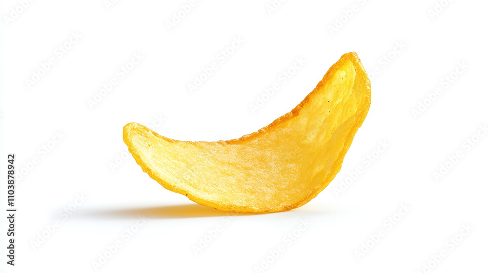 single potato chip isolated on white background single potato chip isolated on white background