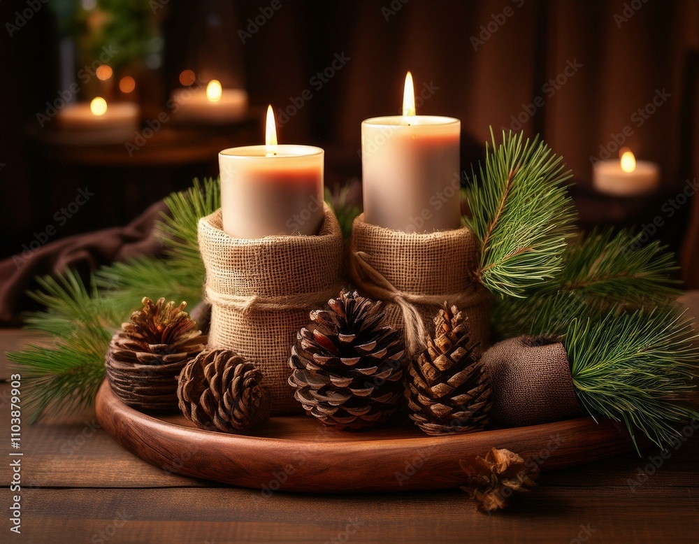 Rustic Burlap Holiday Centerpiece Rustic Burlap Holiday Centerpiece