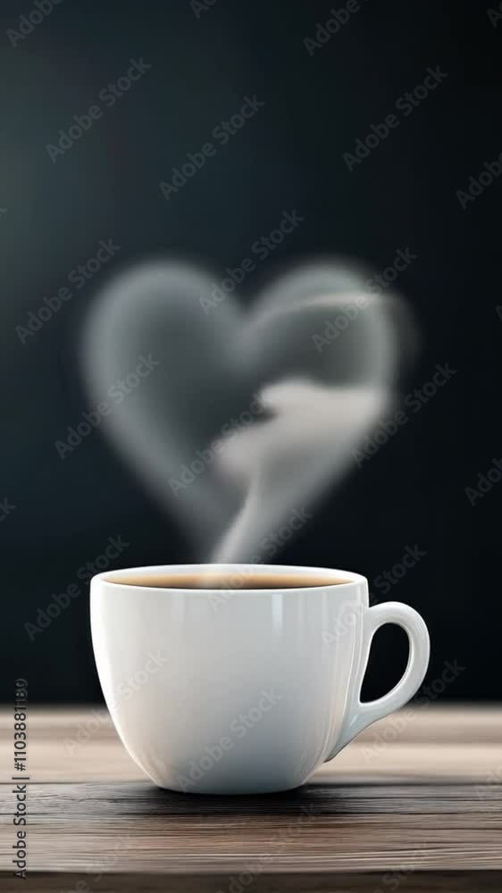 Magisches Herz steigt aus einer dampfenden Tasse Kaffee auf 