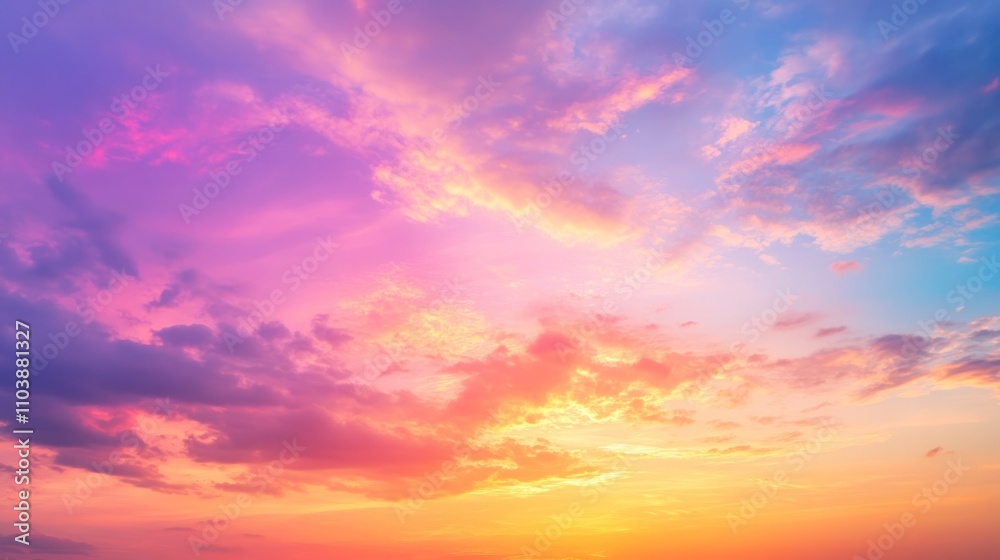 A vibrant sunset with colorful clouds illuminating the sky. A vibrant sunset with colorful clouds illuminating the sky.