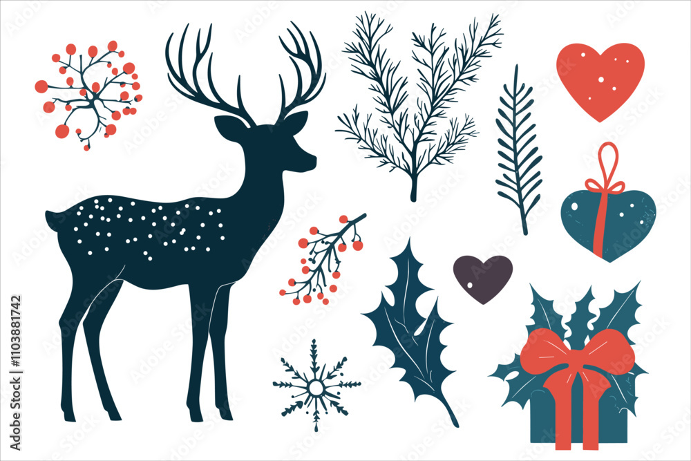 Christmas Design Featuring Deer Silhouette and Snowflake
Christmas Design Featuring Deer Silhouette and Snowflake