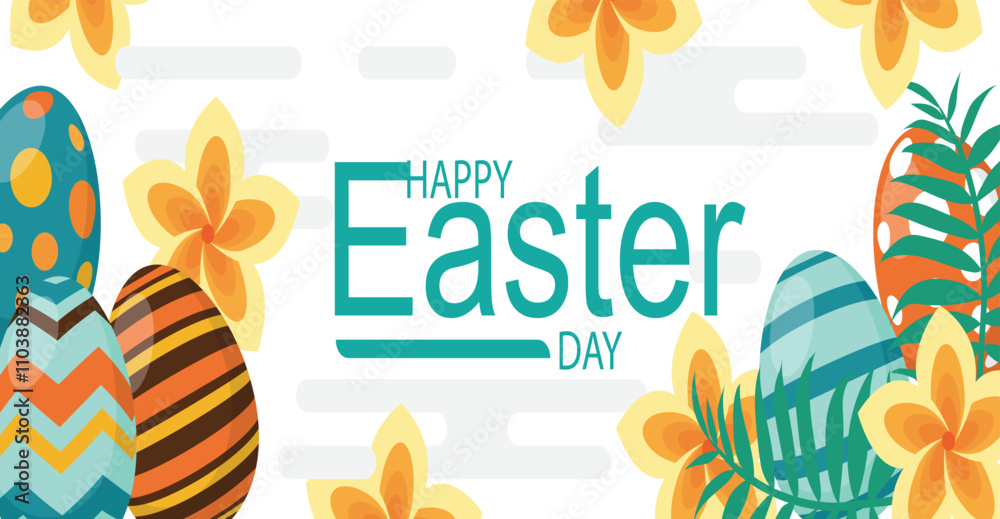 Fototapeta premium Yellow Floral Easter Banner Design