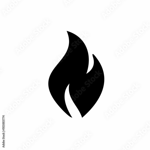 Minimalist Fire Flame Icon - Hot, Burning, and Danger Symbol in Solid Black