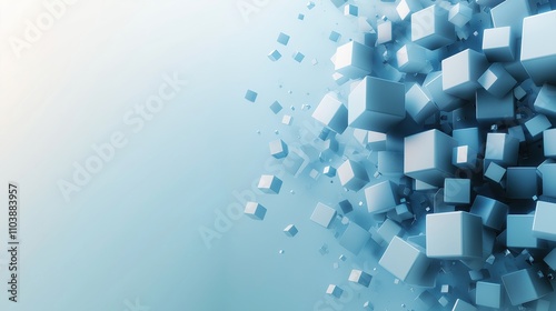 Fototapeta Naklejka Na Ścianę i Meble -  A blue background with a bunch of white cubes scattered around it