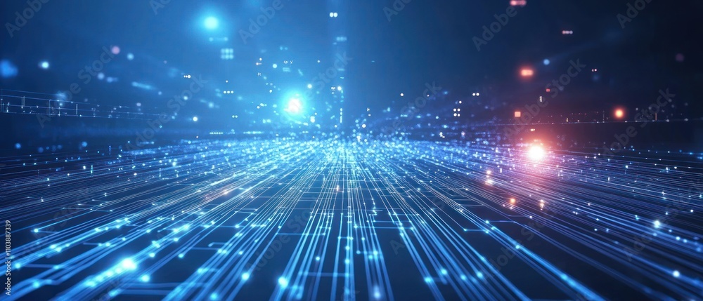 Fototapeta premium Abstract Digital Network Data Flow Lines