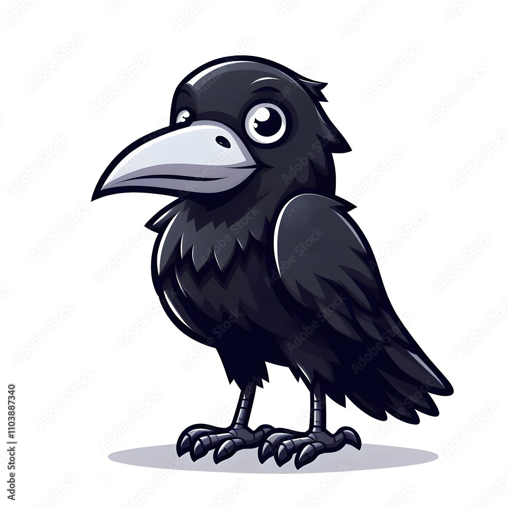 Fototapeta premium 흰 배경, 까마귀, 애니메이션 아트, jpeg (white background, crow, animation art, jpeg)