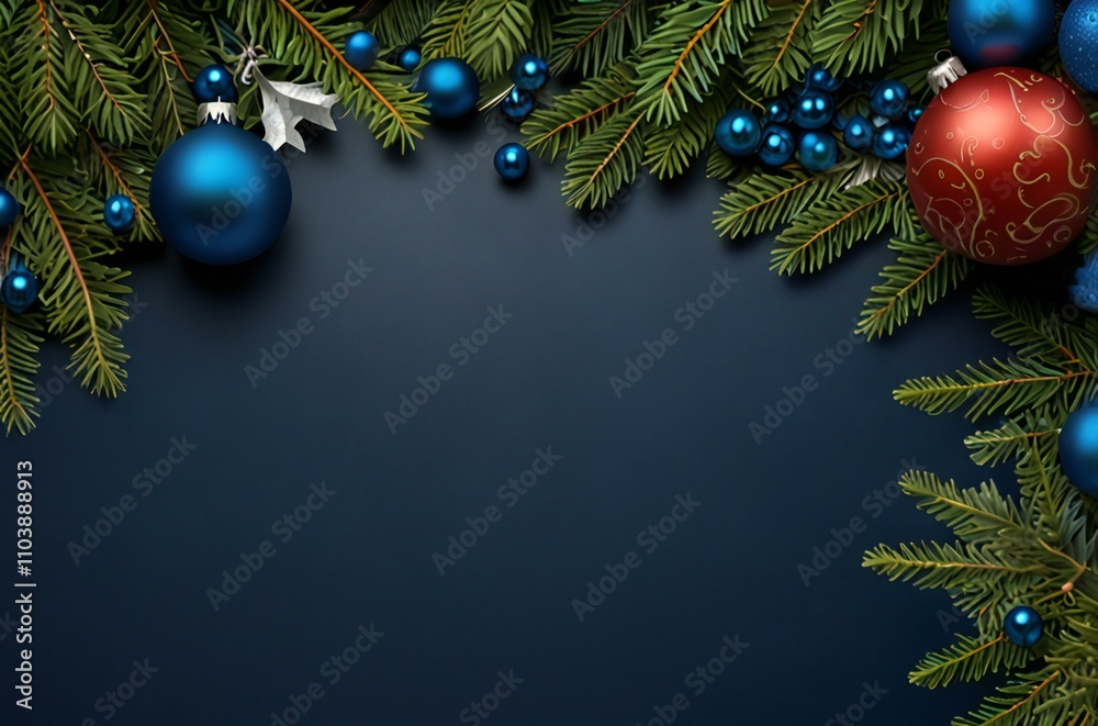 christmas background with branches and balls christmas background with branches and balls