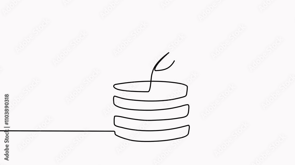 Coins stack with leaves branch continuous one line drawing video. Business investing concept animation. Coins stack with leaves branch continuous one line drawing video. Business investing concept animation.