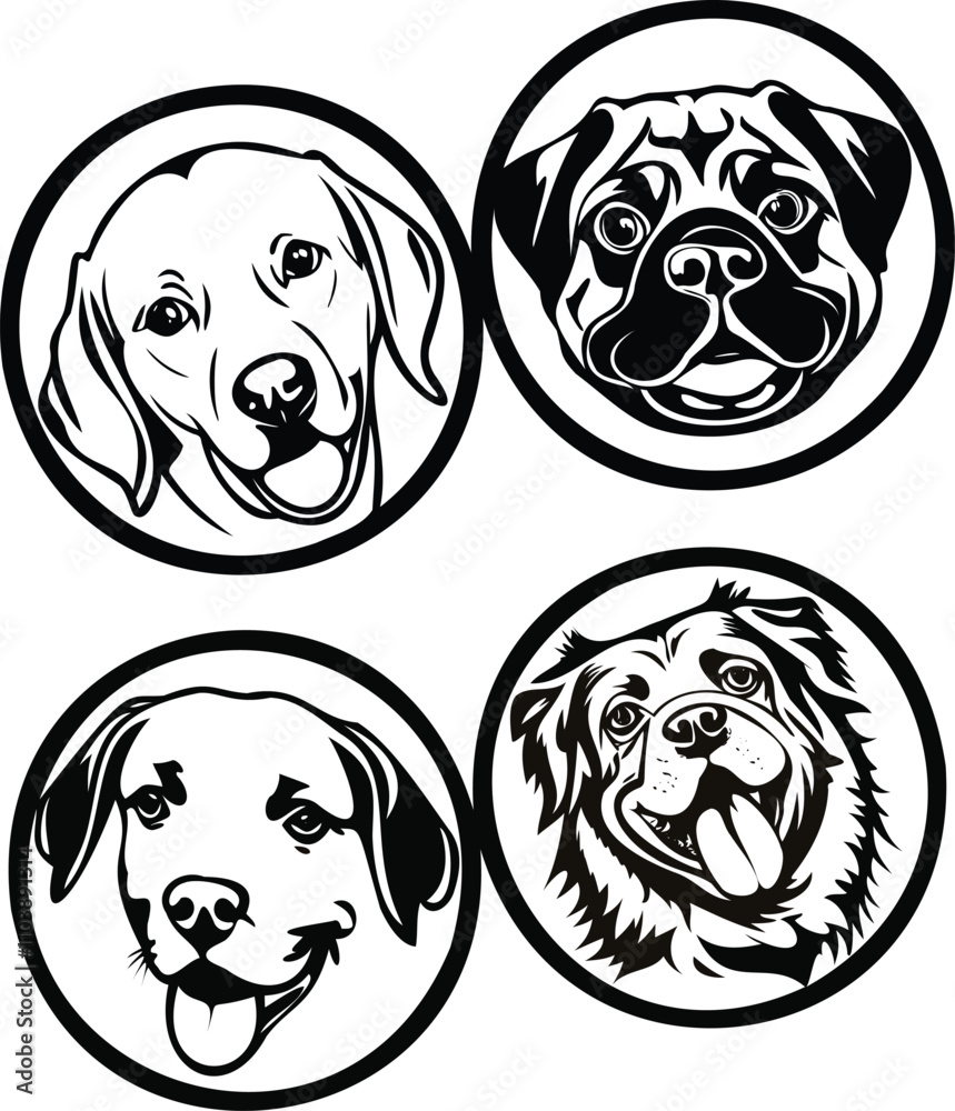 Cats and dogs silhoutte vector styles Cats and dogs silhoutte vector styles