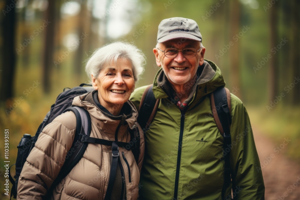 Portrait of a Active seniors on country walk Portrait of a Active seniors on country walk