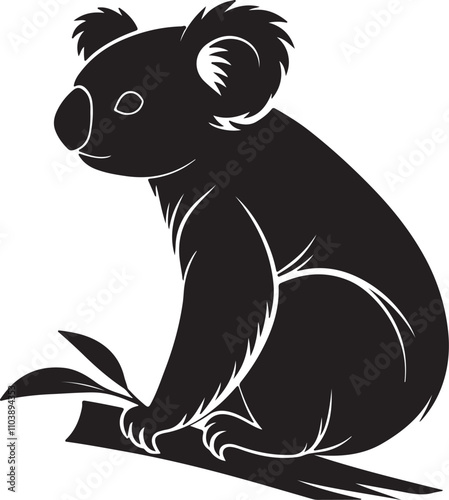 Koala silhouette vector art and illustration design. photo