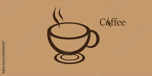 Cup of Coffee. Hot Coffee in Cup Outline Vector edit able file.  hot coffee use for banner, logo, item,  image and others.