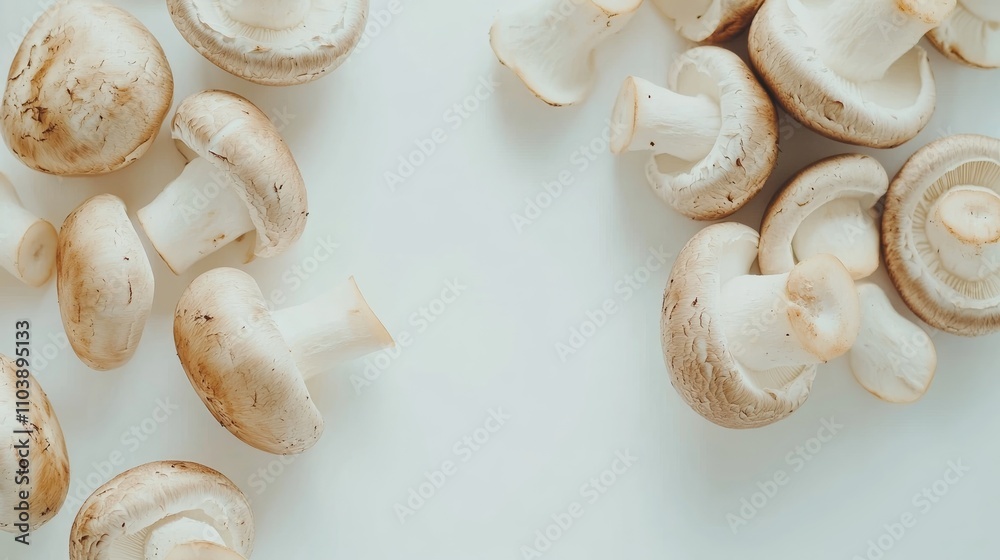 Fresh Mushrooms on White Background Fresh Mushrooms on White Background