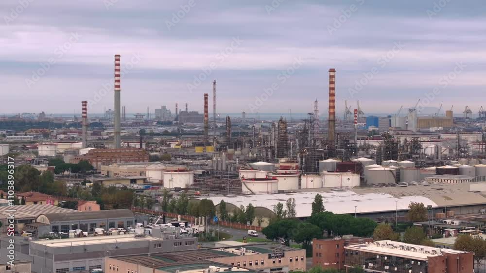 The drone highlights Livorno’s raw industrial beauty: refinery details, car parking, and port life under the gloomy skies. The drone highlights Livorno’s raw industrial beauty: refinery details, car parking, and port life under the gloomy skies.