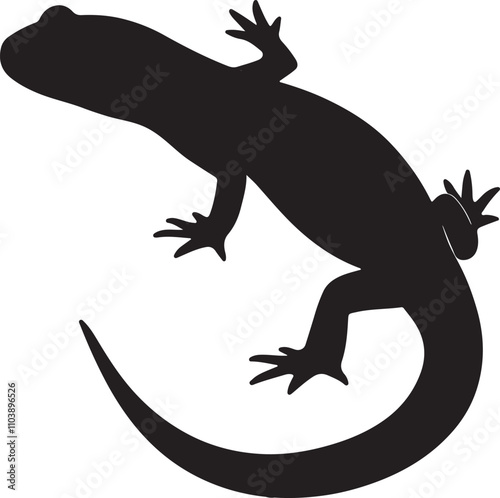 Newt silhouette vector art and illustration design.