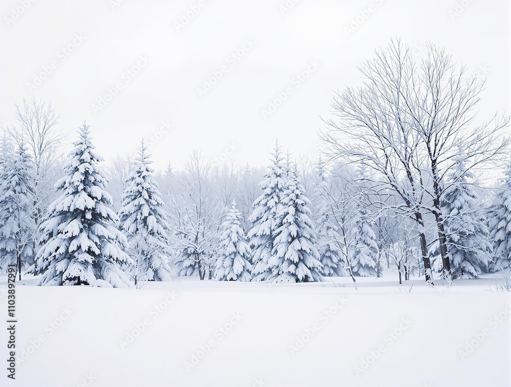 Snow-covered trees with bare branches in the background, winter scenery, serene, peaceful, winter landscape, icy Snow-covered trees with bare branches in the background, winter scenery, serene, peaceful, winter landscape, icy