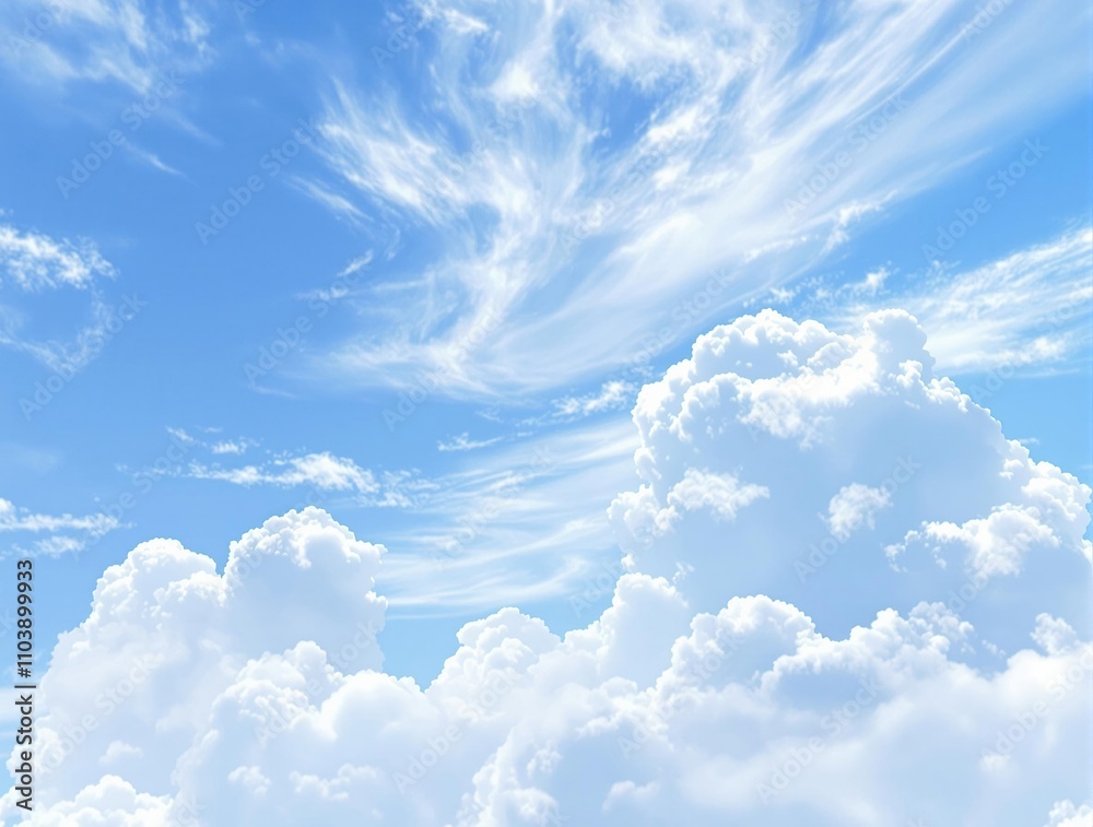 A beautiful blue sky with majestic white cloud formations and a clear blue background, vast expanse, natural beauty, blue sky A beautiful blue sky with majestic white cloud formations and a clear blue background, vast expanse, natural beauty, blue sky
