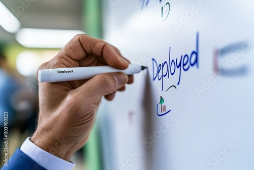 Hand writing deployed on a whiteboard