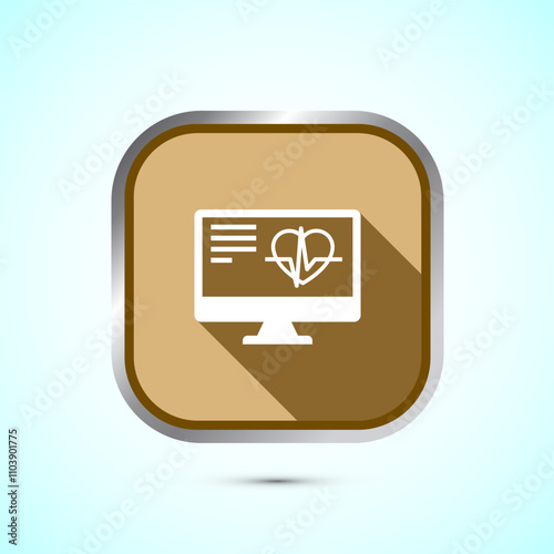 Online healthcare icon design, Virtual medical service sign, Gold Shadow Button Design