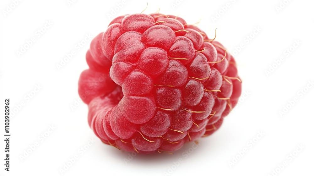 Fresh and vibrant raspberry isolated on a white background, showcasing its juicy texture and rich red color, perfect for culinary use. Fresh and vibrant raspberry isolated on a white background, showcasing its juicy texture and rich red color, perfect for culinary use.