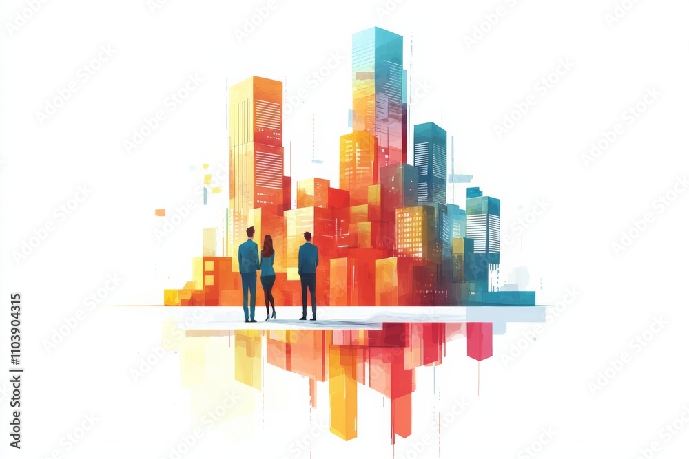 Fototapeta premium Conceptual flat business illustration on isolated white background