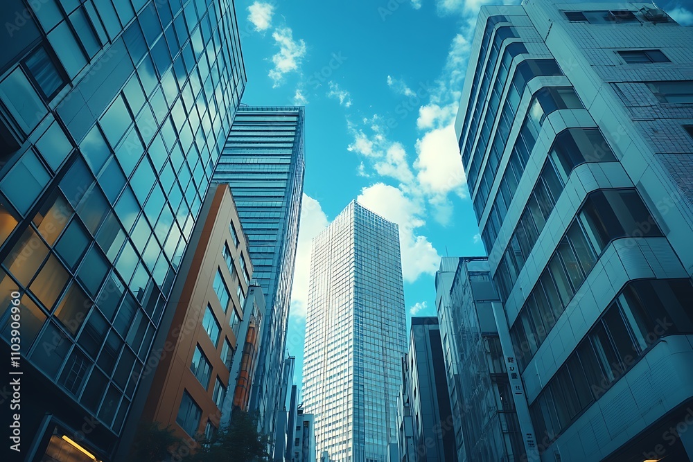Japanese Metropolis Steel, Glass, & Vertical Lines Japanese Metropolis Steel, Glass, & Vertical Lines
