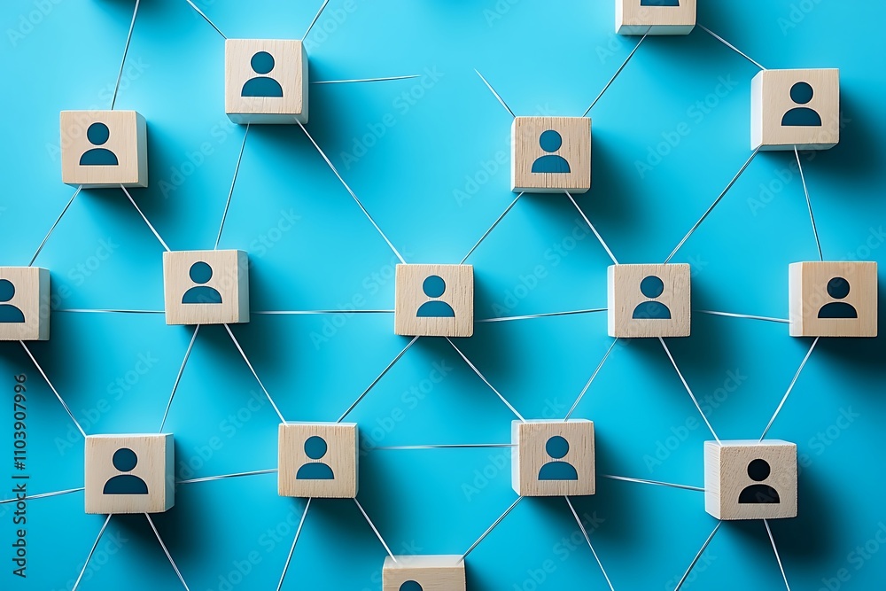 Linked Employee Icons Interconnected Community Network Linked Employee Icons Interconnected Community Network