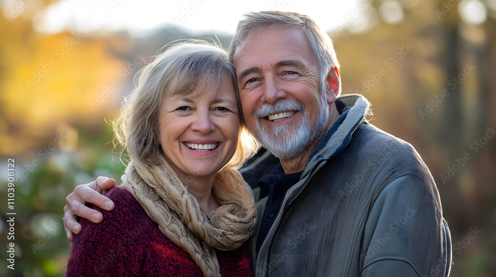 Happy senior couple embracing outdoors. Happy senior couple embracing outdoors.