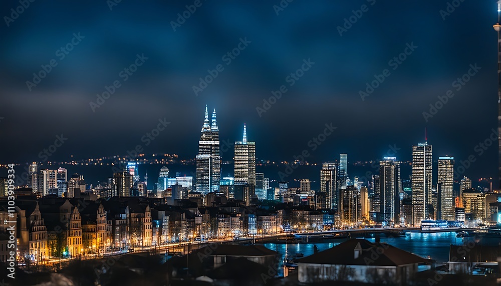 Obraz premium city skyline at night