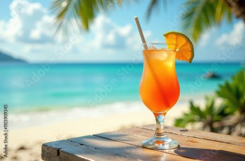 Cocktail on the beach under the sun