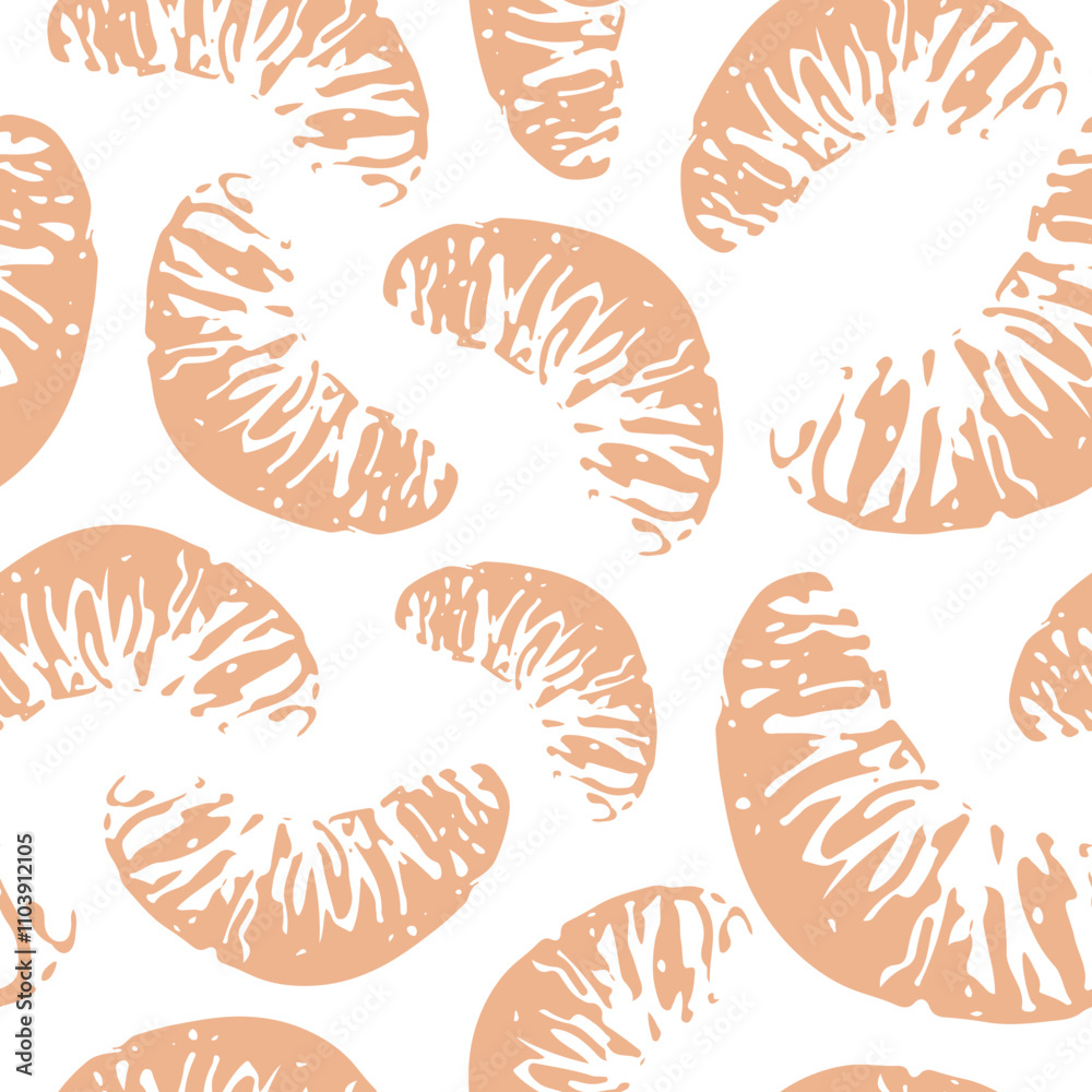 seamless pattern with half mandarin orange icons in sketch style drawn with orange lines, for poster, pattern or textile seamless pattern with half mandarin orange icons in sketch style drawn with orange lines, for poster, pattern or textile